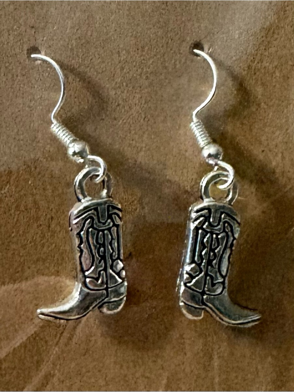 Silver Cowboy Boot Dangle Earrings - Women Jewelry